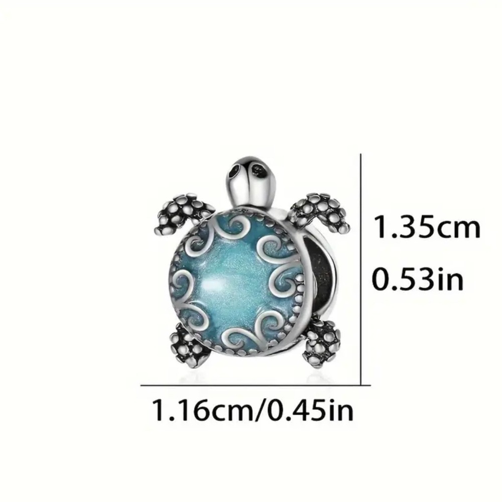 Silver and Blue Turtle Charm - Picture 2 of 8